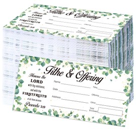 200 Pcs Church Offering Tithe Donation Envelopes Greenery Paper Tithes and Offering Bill Envelopes Eucalyptus Church Tithing Checks and Cash Envelopes for Christian Religious Occasions (200, Leaves)