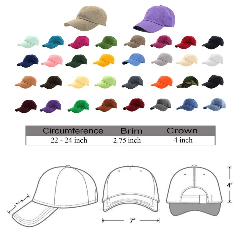 Gelante Baseball Caps Dad Hats 100% Cotton Polo Style Plain