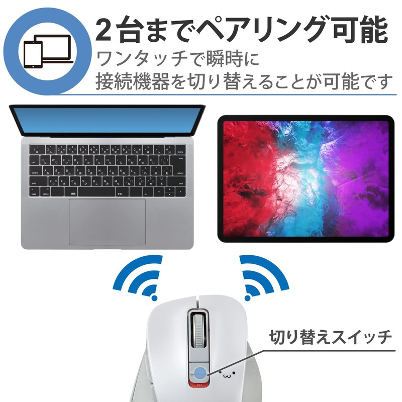 Elecom M-XGM15BBSWF/EC Wireless Mouse, Bluetooth EX-G, Extreme Grip, Quiet Design,