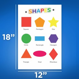 Bliss Monkey Co. Shapes Classroom Poster - Early Learning Resources - 1st Grade 2nd Grade - 12 x 18 Inch Poster - Unframed - Premium 100lb Gloss - Made In USA - BMCP022