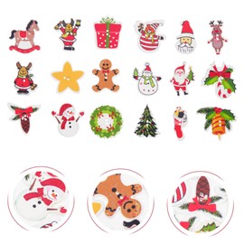CORHAD 100pcs Christmas Wooden Buttons Santa Pattern Double Craft Buttons for Holiday Decor Natural and for Sewing Crafts and Ornaments