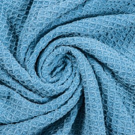 Chardin home Stonewash Blue Waffle Weave Throw, 50x60 Inch 100% Cotton- Large, Wearable, Breathable, Skin-Friendly & Cozy Everyday use Blanket for Couch, Bed, Sofa - Soft & Lightweight Picnic Rug