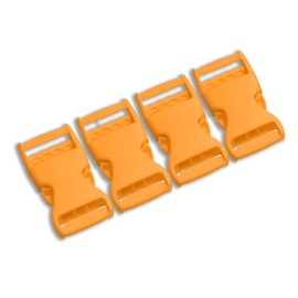 4 Pcs Orange Buckles for Straps 1 inch Plastic Belt Buckle 25mm Dual Adjustable No Sewing Quick Side Release Plastic Buckle Clips for Backpack Outdoor Paracord Bracelets Pet Collar Craft Accessory