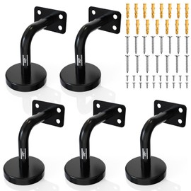 1PZ MX6-004 5Pcs Plano Soportes de Pasamanos de Acero Inoxidable de Escalera,Soportes de Barandilla de Escalera,para Interiores y Exteriores de Casas,Jardín,Hoteles(Negro)