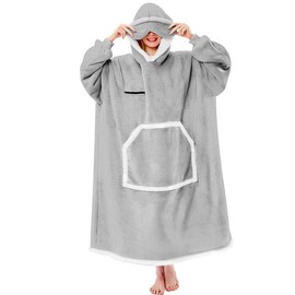 IFNOW Eyemask Sleeping Oversized Long Wearable Blanket Hoodie for Adult One Size - Color: Grey