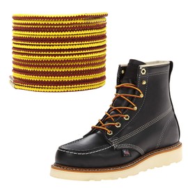 NDTEZUGT 1/8"(3mm) Round Long Boots Laces, Heavy Duty And Durable Shoe Laces For Adults, Replacement Boot Strings For Thorogood Work Hiking/Tactical/Combat (Yellow-Red-05, 63'')