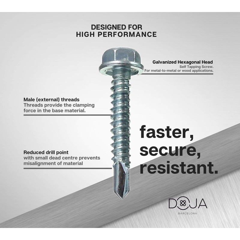 DOJA Industrial Hexagon Drilling Screws 6.3 x 30 mm Pack
