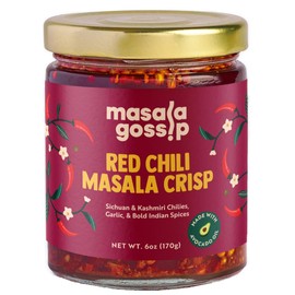 Masala Gossip Red Chili Crisp – Crunchy Chili Oil with Garlic, Shallots, Sichuan Flakes & Indian Spices – Spicy Savory Hot Sauce – Drizzle on Noodles, Toast, Veggies – Vegan, Seed Oil–Free 6oz