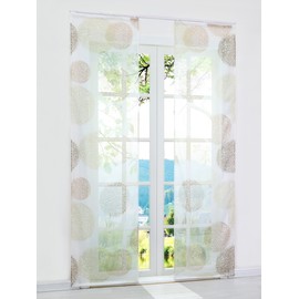 ESLIR Sliding Curtains, Set of 2 Panel Curtains with Velcro Tape, Transparent Curtain with Branches Pattern, Voile Sand, W x H 57 x 175 cm, Pack of 2