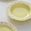 WAYUTO Ceramic Daisy Flat Plate Embossed Dessert Dish Small Daisy