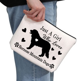 Bernese Mountain Dog Lover Gift Just a Girl Who Loves Bernese Mountain Dogs Makeup Bag Bernese Mountain Mom Cosmetic Bag Dog Mama Travel Bag (Just a Girl Who Loves Bernese)