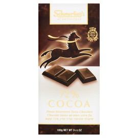 Schmerlings SWISS CHOCOLATE 72% Cocoa Natural Vegan, Gluten Free, Paleo, Non GMO, Non Dairy, Fair Trade Dark Parve Chocolate, OU - 3.5oz