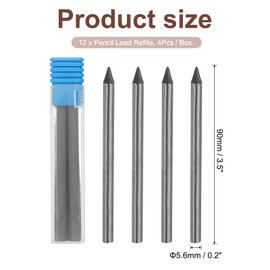 PATIKIL 12Pcs 5.6mm 4B Carpenter Pencil Lead Refills, Solid Dry Pencil Refills for Mechanical Carpenter Construction Art Drafting, Black