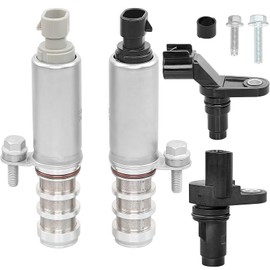 Intake and Exhaust Camshaft Position Actuator VVT Solenoid Valve Kit with Camshaft Crankshaft Engine Sensor- Compatible with Chevy,GMC,Pontiac,Saturn,Buick- Replace# 12655420,12655421,12577245,907-799
