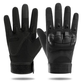 Tactical Gloves with Knuckle Protection, Breathable and Anti-Slip, Black (Medium)