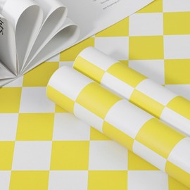 Amiya Checkered Wallpaper Peel and Stick Yellow Mosaic Checkerboard Contact Paper 17.3”X160”Modern Self Adhesive Vinyl Removable Wall Paper for Shelf Liner, Bedroom,Cabinets,Living Room