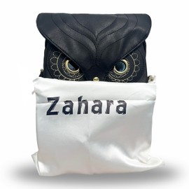 ZAHARA Fashion Owl Backpack Girl's Pu Leather Mini Bag bat purse owl purse, Black, Classic