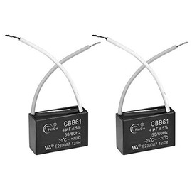 uxcell Ceiling Fan Capacitor CBB61 4uF 450V AC 2 Wires Metalized Polypropylene Film Capacitors 47x18x34mm for Water Pump Motor Generator, Pack of 2