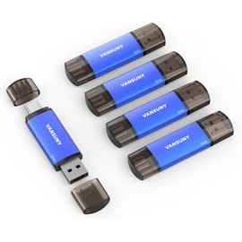 Vansuny USB Flash Drive 32GB USB Flash Drive 2 in 1 OTG USB 2.0 + USB C Memory Type C 32GB (Blue)
