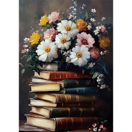 MAXBYE Book Diamond Art Painting Kits for Adults, Book Flowers Diamond Art Kits for Adults Beginners, DIY 5D Diamond Painting with Round Gem Art Kits for Home Wall Decor Gift 12x16in