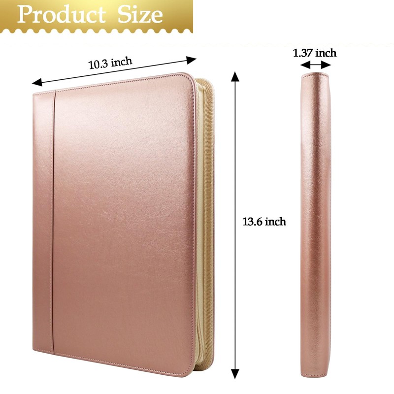 Darolin [Zippered] Portfolio Padfolio Organizer Binder with Clipboard, Leather Business