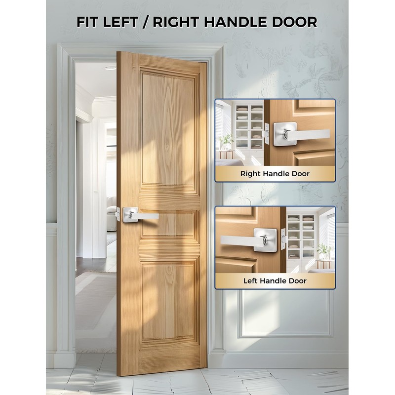 Mengico 1 Pack Interior Door Lock,Nickel Door Lever Interior,Door Handle