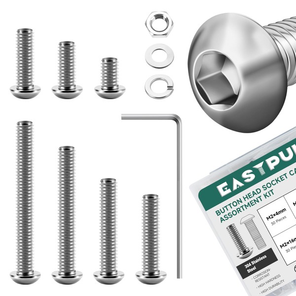 EASTPUK 800Pcs M2 Screw Assortment Bolts and Nuts Kit, M2