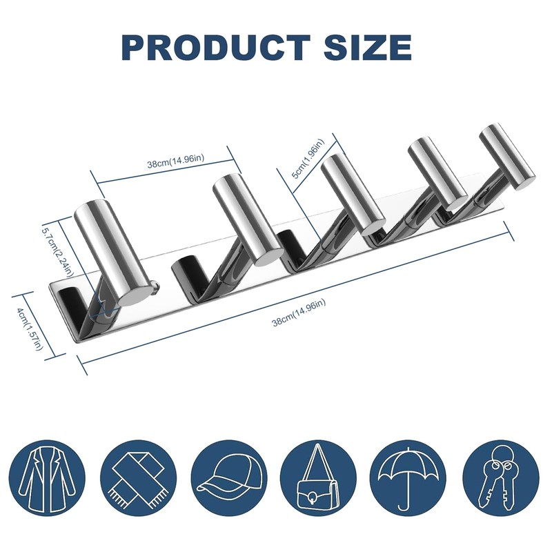 VAEHOLD Hat and Coat Wall Mount Rack - Hooks for