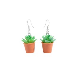 Green Plant Earrings for Women Cute Hydroponic Plants Glass Bottle Dangle Earrings Unique Hanging Plants Flower Pot Drop Earrings Party Jewelry Gifts for Women (B Green Plant Earrings)