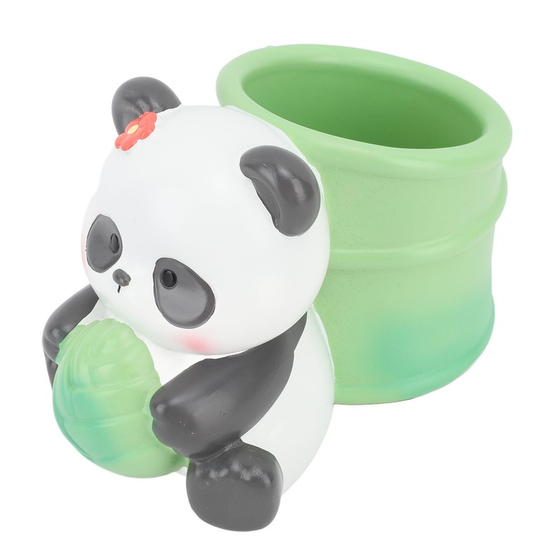 Panda Bamboo Pen Holder Cute Shape Large Capacity Resin Multipurpose