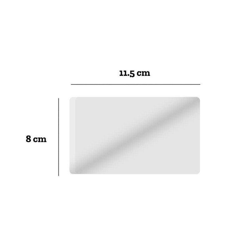Barrilito Mica Térmica rígida 80 x 115mm 8 mil, 100pz.