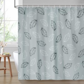 COZZSNUGE Grey Feather Shower Curtain, Modern Black and White Shower Decor for Bathroom, Waterproof Polyester Bath Curtain with 12 Hooks, 72 x 72 Inches
