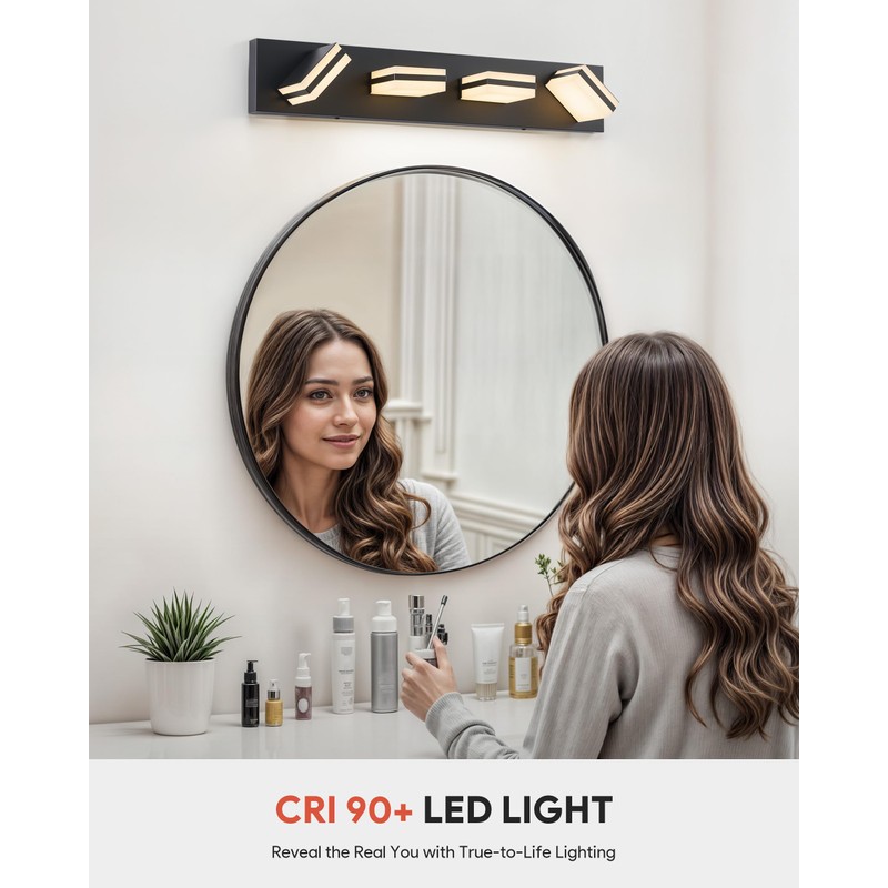 VONLUCE Bathroom Vanity Light Fixture, 4-Light Modern LED Vanity Light,