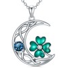 LONAGO Four Leaves Clover Necklace 925 Sterling Silver Green Clover