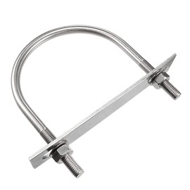 sourcing map Round U-Bolt 4.33"(110mm) Inner Width 142mm Length Steel M10 with Nuts, Plate, Washers