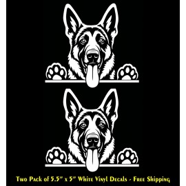Signage Cafe German Shepherd Two White Vinyl Decals Car Truck Bumper Door Any Flat Surface
