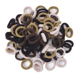 HFZRZFH 100-Pack Small Coffee Hair Ties - Soft Cotton Elastic Hair Bands, Seamless Design, No Damage to Hair, Ponytail Holders for Girls and Toddlers