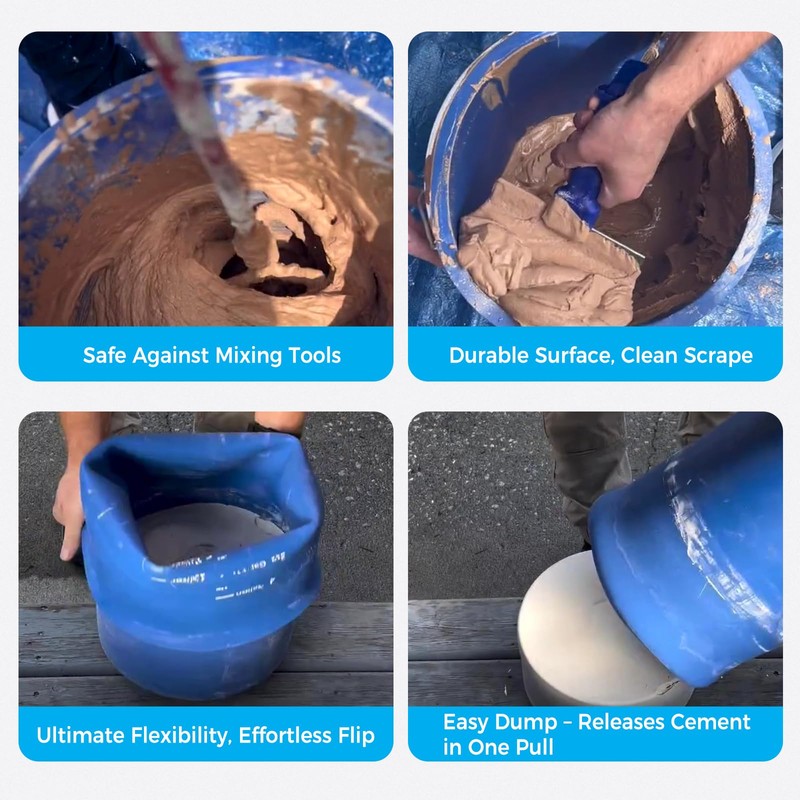 5 Gallon Bucket Liner Reusable Rubber Liner for Concrete Thinset