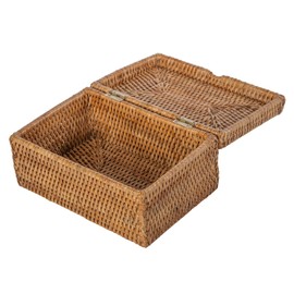Kouboo Rattan Wet Wipes Box - Decorative Container with Hinged Lid for Jewelry and Small Items - Honey-Brown