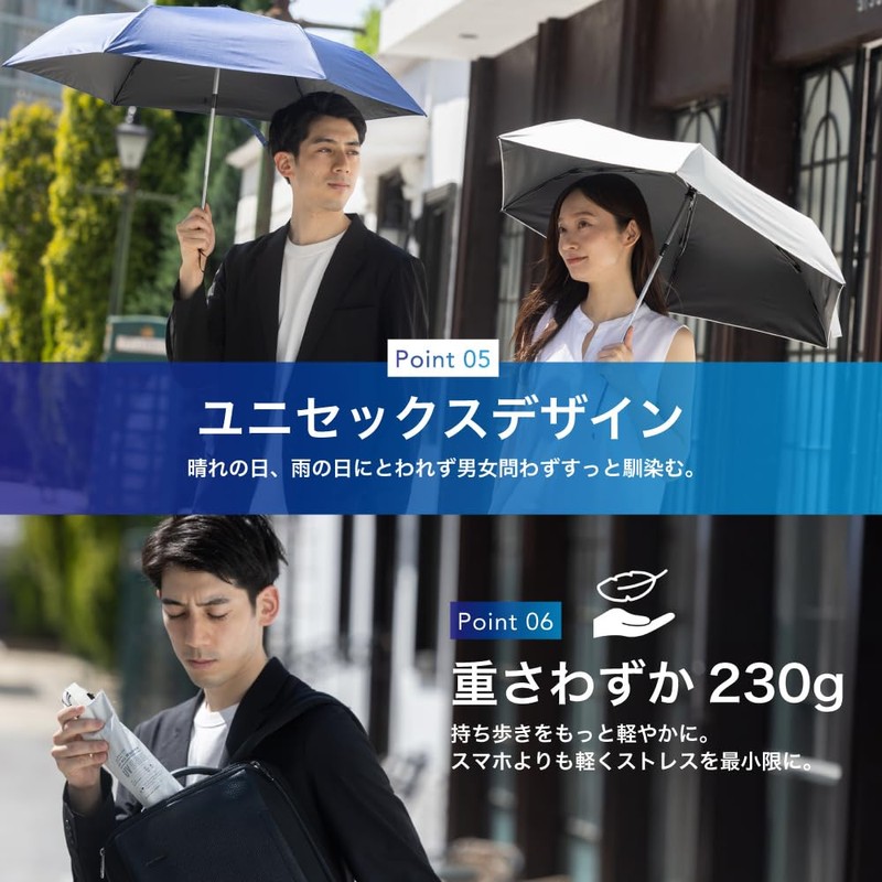 Parasol with Carabiner, Ultra Lightweight, Foldable, Rain or Shine, Unisex,