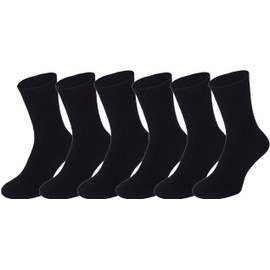 BestSale247 6 or 12 Pairs of Men's Thermal Socks Winter Sports Ski Work Socks Cotton, 6 Pairs / Black, 43-46