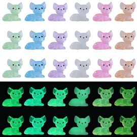 WEWAYSMILE 30 Pcs 6 Colors Animal Resin Figurines Mini Resin Cat Figurines Glow in The Dark Cat Figurines Crafts Ocean Landscape DIY Ornament Accessories for Ocean (Luminous Hairless Cat)
