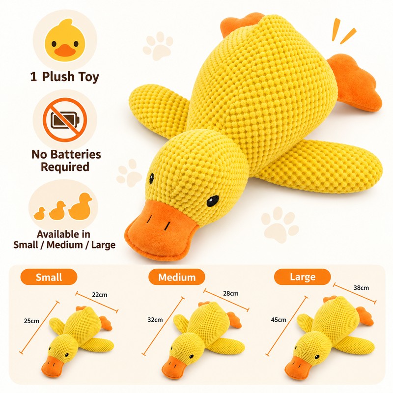 Squeaky Duck Plush Dog Toy for Interactive Play – Soft