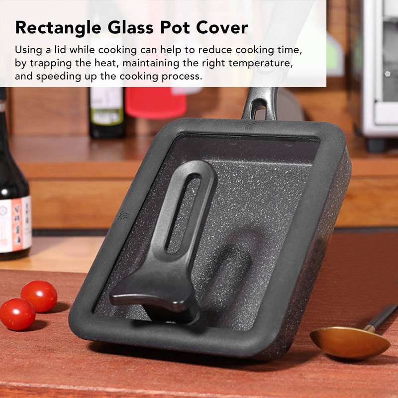 Rectangle Glass Pot Cover Thickened Standable Visible Silicone Rectangle Pan