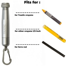 Trustic - Metal Holder for 1/2” Marking Crayons, Ferro Rods, Hexagonal or Round Shape, color - Silver