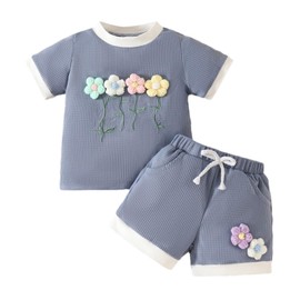 WYTbaby Toddler Baby Girl Outfits 3D Flower Summer T-Shirt Top Shorts Set, Perfect Baby Girl Clothes 9-12 Months for Spring Summer