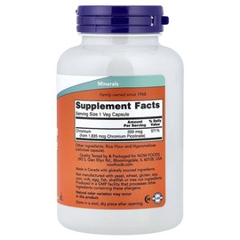 NOW Foods, Chromium Picolinate, 200mcg, Veggie Capsules 250 Tablets / NOW Foods (나우푸드), 피콜린산크로뮴, 200mcg, 베지 캡슐 250정