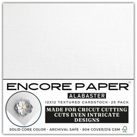 Alabaster—12x12 Textured Cardstock | 80lb Textured White Scrapbook Paper | Premium Cardstock for Cricut Cutting | 25 Sheets