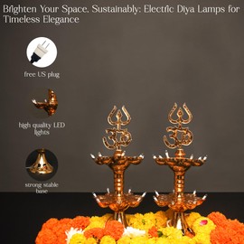 Electric Plastic Light, Pooja Diya with LED Spark, Home Temple Decor, Electric Diya Golden,Mandir Diya,Diwali Diya Lamp (2 Layer, 2)