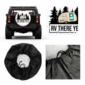 MIYASANG Rv There Yet Quote Spare Tire Cover Park Travel Campfire Outdoor Expedition Weatherproof Universal Wheel Protectors Camper Tire Covers for Trailer Rv Travel(17 inch)